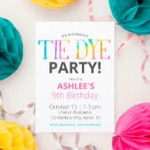 Inbjudan till vattenfärgsfärgtium Dye Birthday