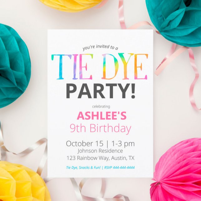 Inbjudan till vattenfärgsfärgtium Dye Birthday (Skapare uppladdad)