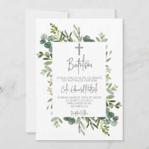 Inbjudan till vattenfärgsgrön baptism