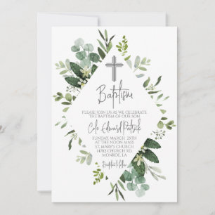 Inbjudan till vattenfärgsgrön baptism