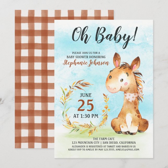 Inbjudan till vattenfärgsgrupp för babyskor för la (Fram/baksida)