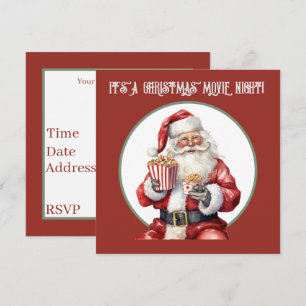 Inbjudan till vattenfärgspopcorn Santa-film