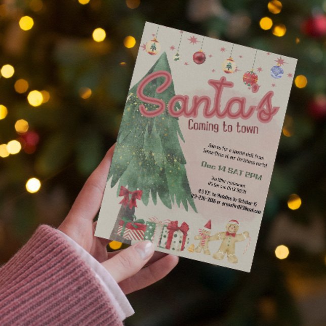 inbjudan till vattenfärgsretro-julfest (Skapare uppladdad)