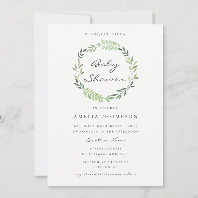 Inbjudan till vattenfärgsutandningsbarn för spädba (Framsida)