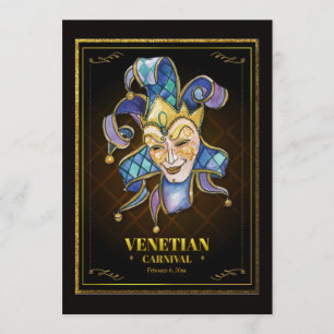 Inbjudan till vattenfärgsvenetiansk mask