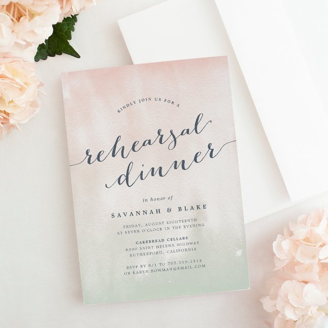 Inbjudan till vattentfärg Pastel Rehearsal Dinner (Skapare uppladdad)