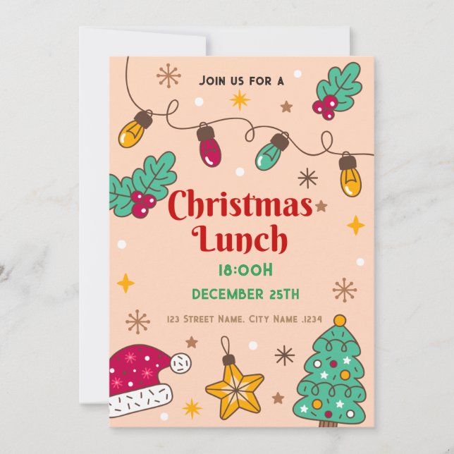 Inbjudan till vattentorg Holly-juljullunsning (Framsida)