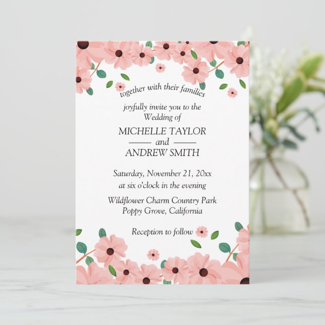 Inbjudan till vektorn Bröllop i blomman (Stående Fram)