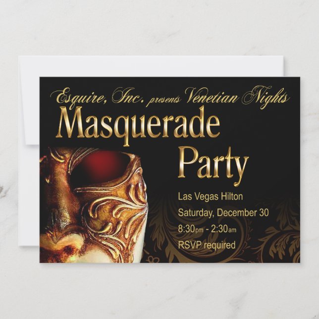 Inbjudan till Venetian Nights Masquerts Party (Framsida)