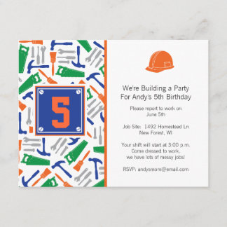 Inbjudan till verktyg på födelsedagen till Bild