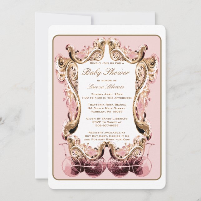Inbjudan till Victorian Baby Shower (Framsida)