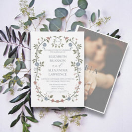 Inbjudan till Victorian Garden Dusty Blue Photogra