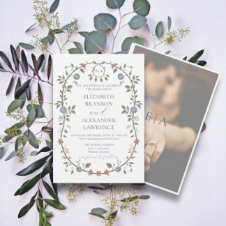 Inbjudan till Victorian Garden Dusty Blue Photogra