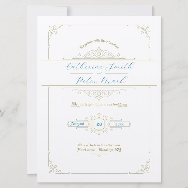 Inbjudan till Victorian Vintage bröllop (Framsida)