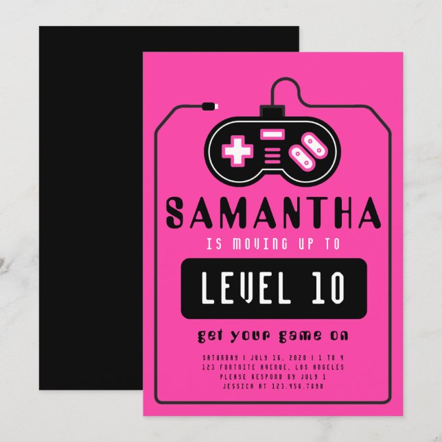 Inbjudan till videospel Lastbil på födelsedagen (Fram/baksida)