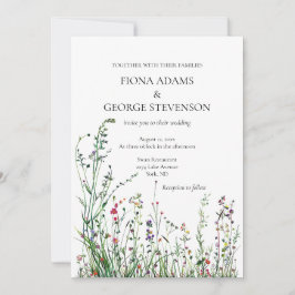 Inbjudan till vild blommor boho elegant bröllop
