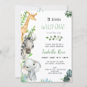 Inbjudan till vild ett Animals Boy Baby Shower