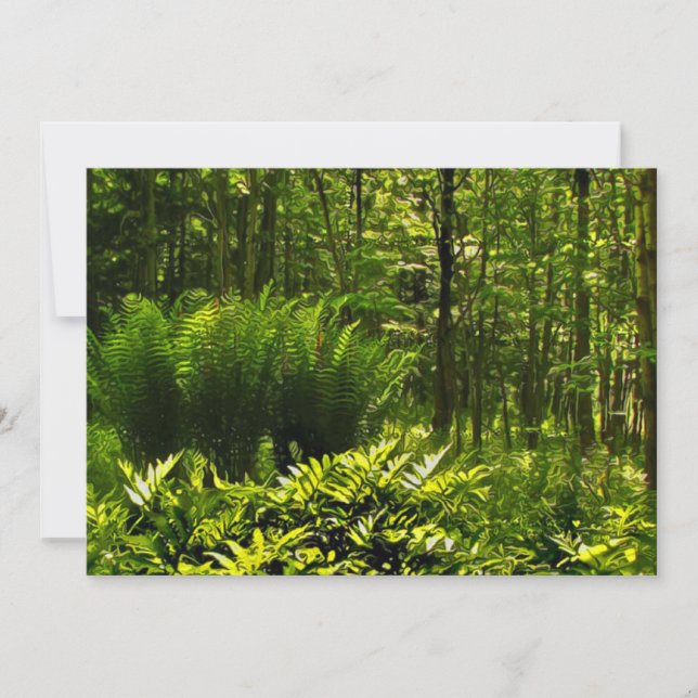 Inbjudan till vild Grönt Fern Summer Solstice Part (Framsida)