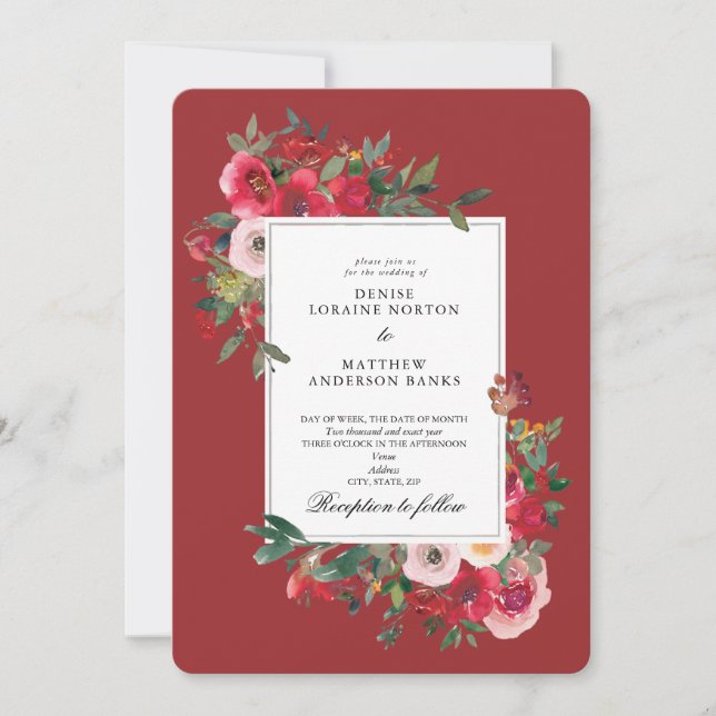 Inbjudan till vild Ro och Lava Red Wedding (Framsida)