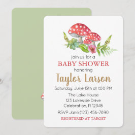 Inbjudan till vild Svamp Baby Shower
