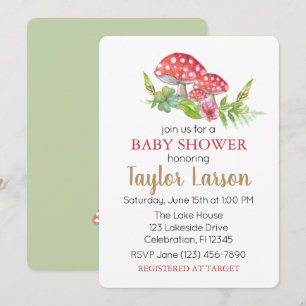 Inbjudan till vild Svamp Baby Shower