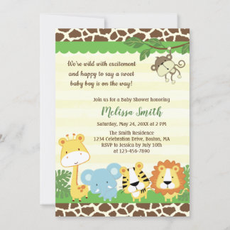 Inbjudan till vilda djur Safari Jungle Baby Shower