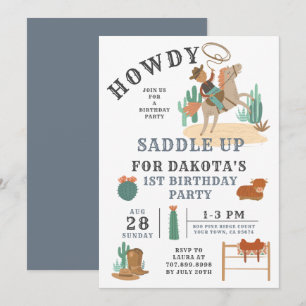 Inbjudan till vilda western Cowboy Boy på födelsed