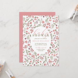 inbjudan till vildbloms-baby shower - rosa