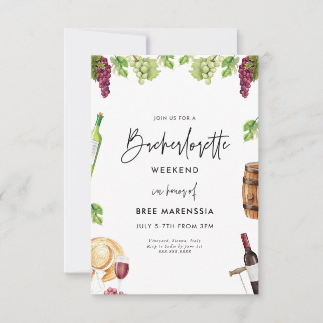 Inbjudan till vin Bachelorette (Framsida)