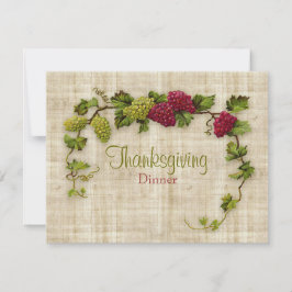 Inbjudan till vinet med Thanksgiving av druvor