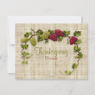 Inbjudan till vinet med Thanksgiving av druvor