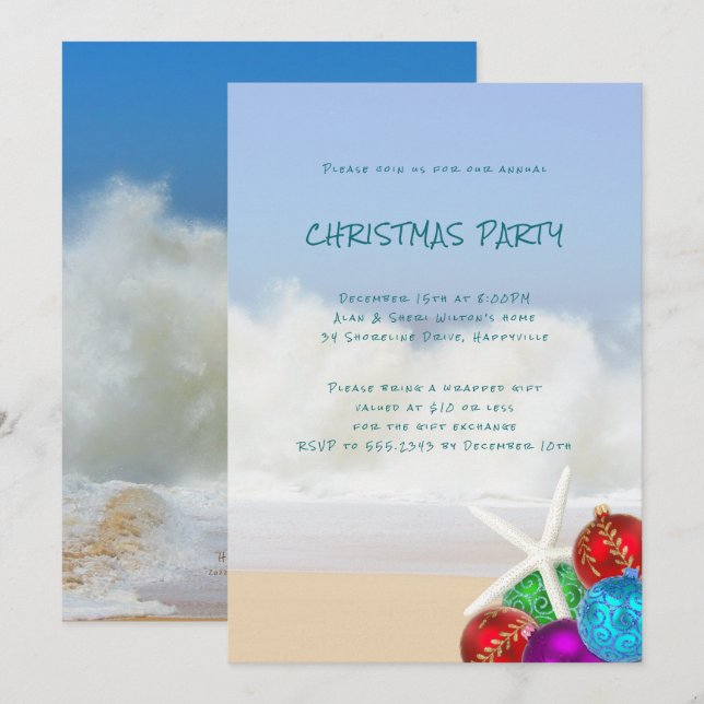 Inbjudan till Vinkar jul till kusttemat Party (Fram/baksida)