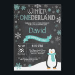 Inbjudan till vinnarland 1:a födelsedagen<br><div class="desc">Vinter Onederland 1:a födelsedagsinbjudan. Penguin. Aqua Teal Turcos och White Snowflake. Första födelsedagen. Pojken eller tjejen första Bday Inbjudan. Bakgrund till kretskort. Svarta och vita. Om du vill göra ytterligare anpassningar klickar du på knappen Anpassa och användor verktygen som är utformat för att ändra mallen.</div>