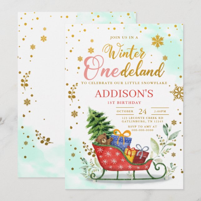 Inbjudan till vinnland första födelsedag (Fram/baksida)