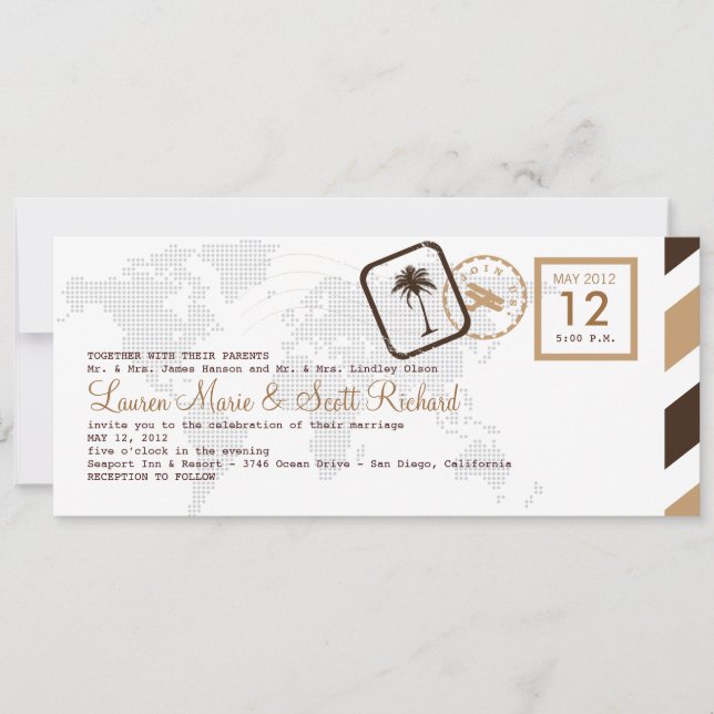 Inbjudan till Vintage Airline Boarding Pass (Framsida)