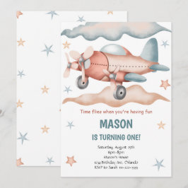 Inbjudan till Vintage av vattenfärg Flygplan