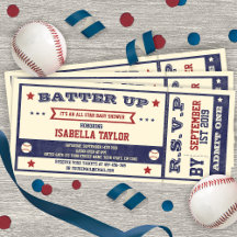 Inbjudan till vintage Baseball Baby Shower Biljett