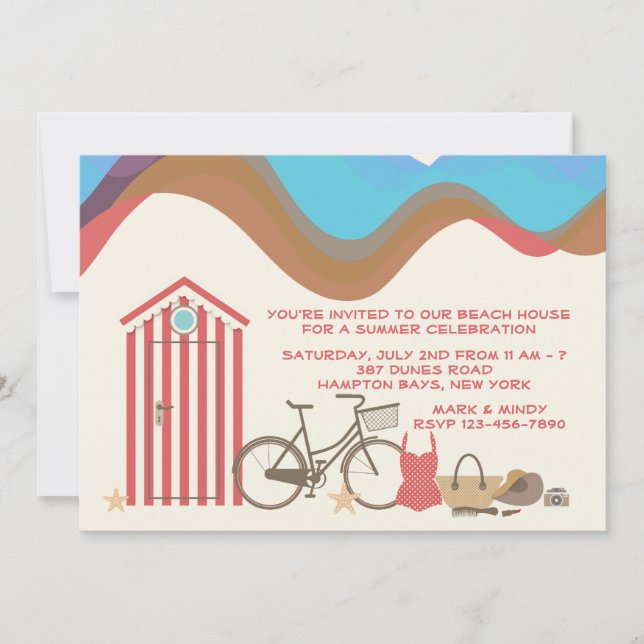 Inbjudan till vintage Beach-scen (Framsida)