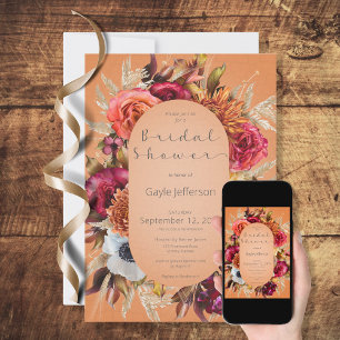 Inbjudan till vintage Blommigt judel Orange Shower