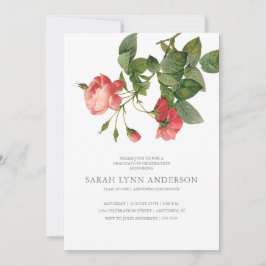 Inbjudan till Vintage Blommigt Rosa Studenten