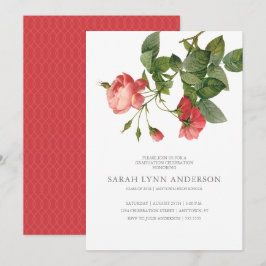 Inbjudan till Vintage Blommigt Rosa Studenten