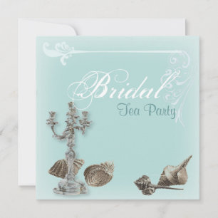 Inbjudan till vintage Blue Möhippa Tea Party Party
