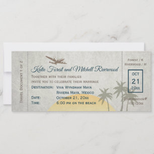 Inbjudan till vintage Boarding Pass Wedding