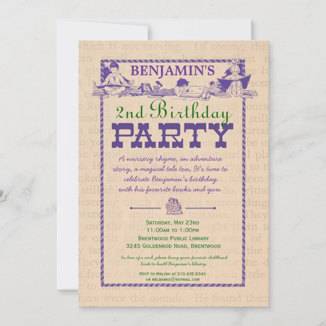 Inbjudan till Vintage Bok-part (Framsida)