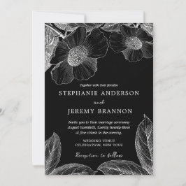 Inbjudan till vintage Botanical Line Art