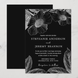 Inbjudan till vintage Botanical Line Art