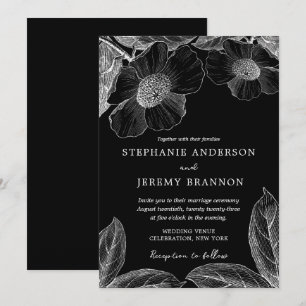 Inbjudan till vintage Botanical Line Art