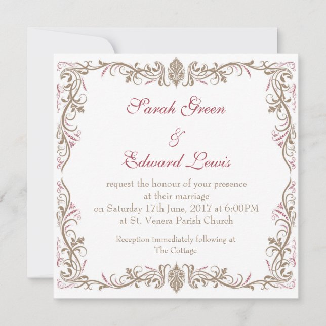 Inbjudan till Vintage bröllop (Framsida)