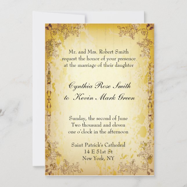 Inbjudan till Vintage bröllop (Framsida)