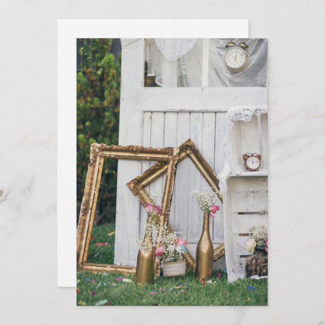 inbjudan till vintage bröllop (Fram/baksida)